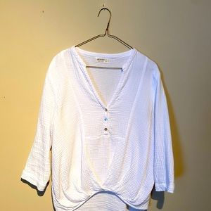 Cozy cotton waffle-knit top (Sz L)